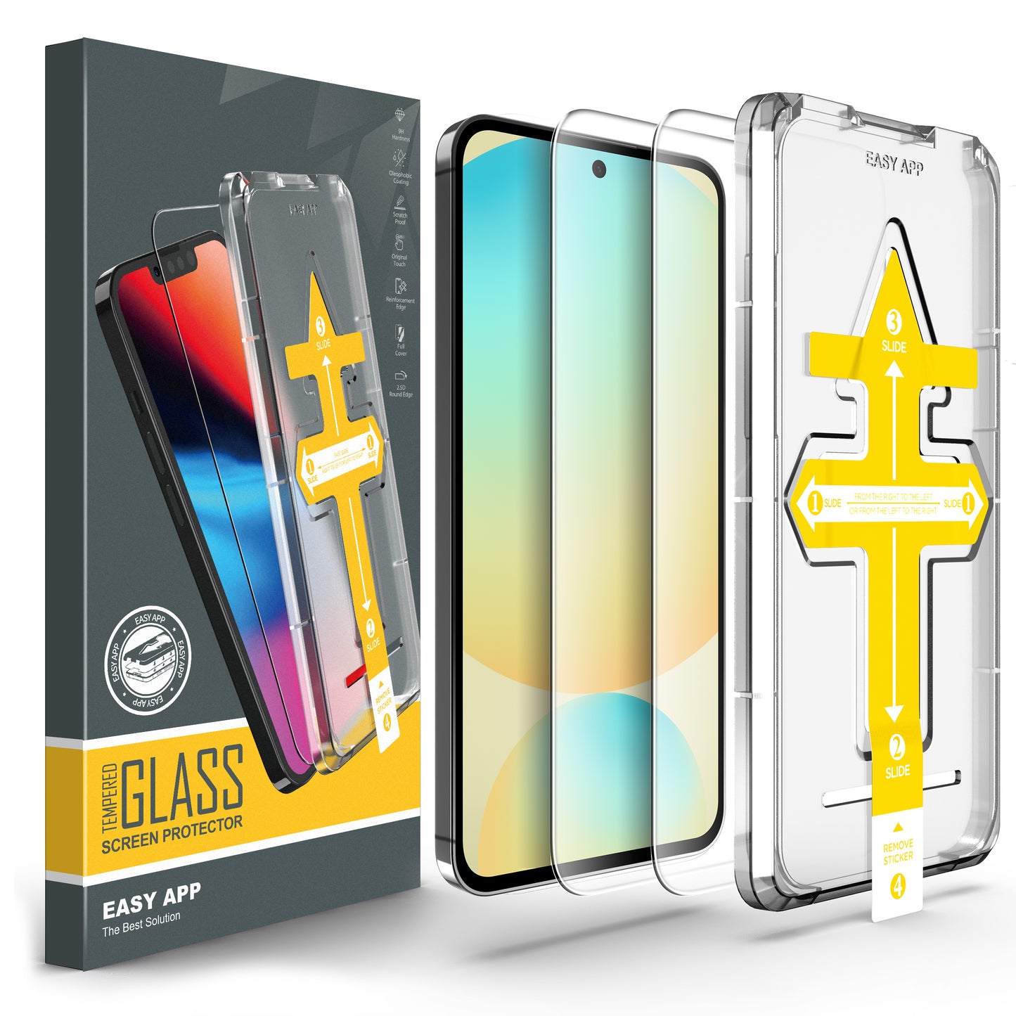 MartZilla Premium Screen Protector 9H Tempered Glass with Easy App Kit For SAMSUNG Galaxy S24 FE 5G | 2.5D Round Edge | Oleophobic Coating | Scratch Proof | Easy Installation Kit | (Pack of 1)