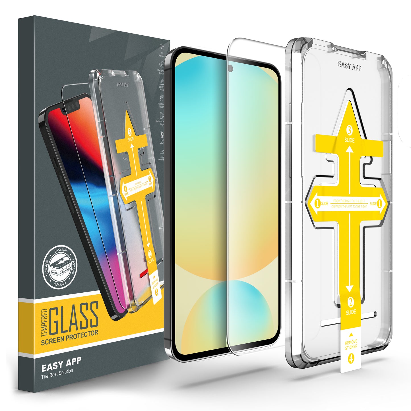 MartZilla Premium Screen Protector 9H Tempered Glass with Easy App Kit For SAMSUNG Galaxy S24 FE 5G | 2.5D Round Edge | Oleophobic Coating | Scratch Proof | Easy Installation Kit | (Pack of 1)